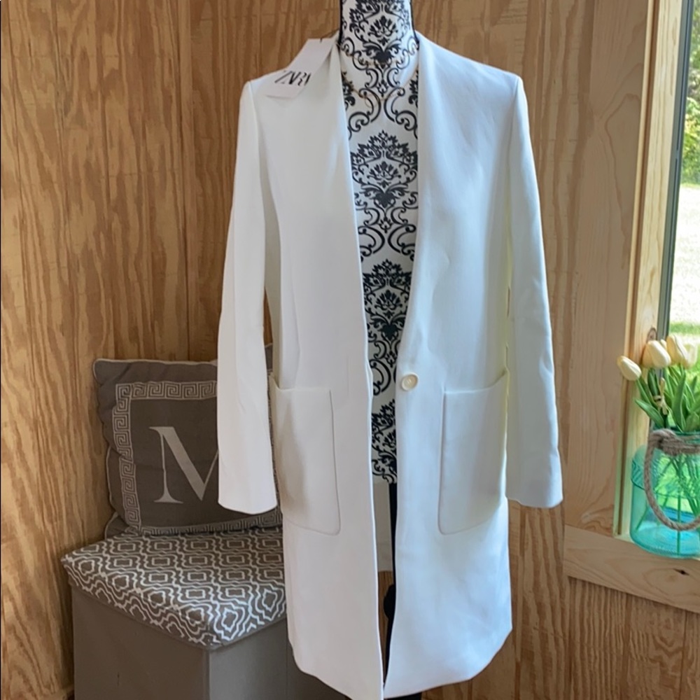 Nwt Zara white long Blazer